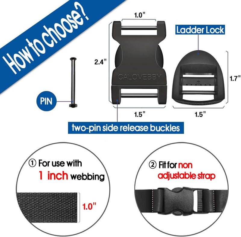 Deluxsa 1" Buckle Quick Side Release Buckle,Adjustable No Sewing Clip,Plastic Replacement for Nylon Webbing Straps,Backpack Pack Belt - Image 5
